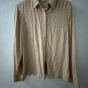 Express Tan Blouse Soft Fabric Classic Collar